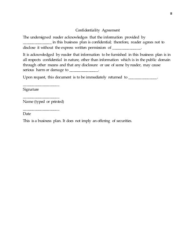 confidentiality statement for personal information confidentiality agreement for business idea